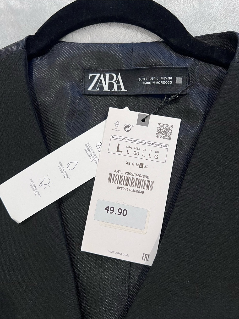 Zara Black Pearl-Button Tailored Vest